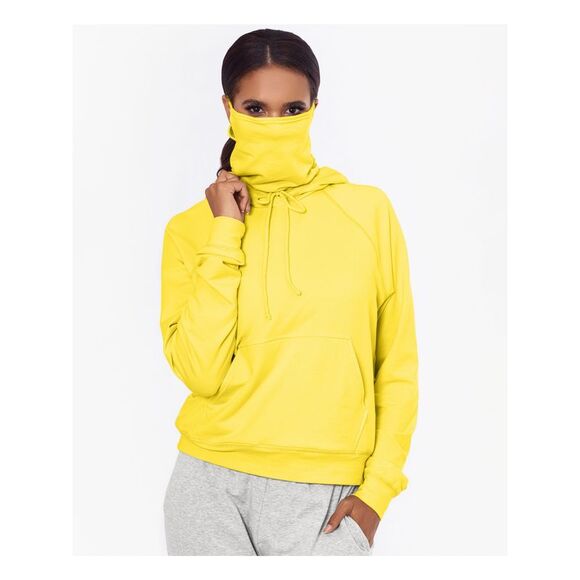 BAM BY BETSY & ADAM Tops - BAM BY BETSY & ADAM Womens Yellow Tie Built-in Mask, Relaxed Fit Hoodie Top L